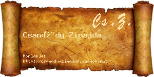 Csanády Zinajda névjegykártya